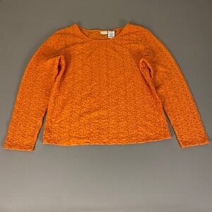 White Stag Blouse Top‎ Women's XL Fresh Nectarine Orange Long Sleeve Textured